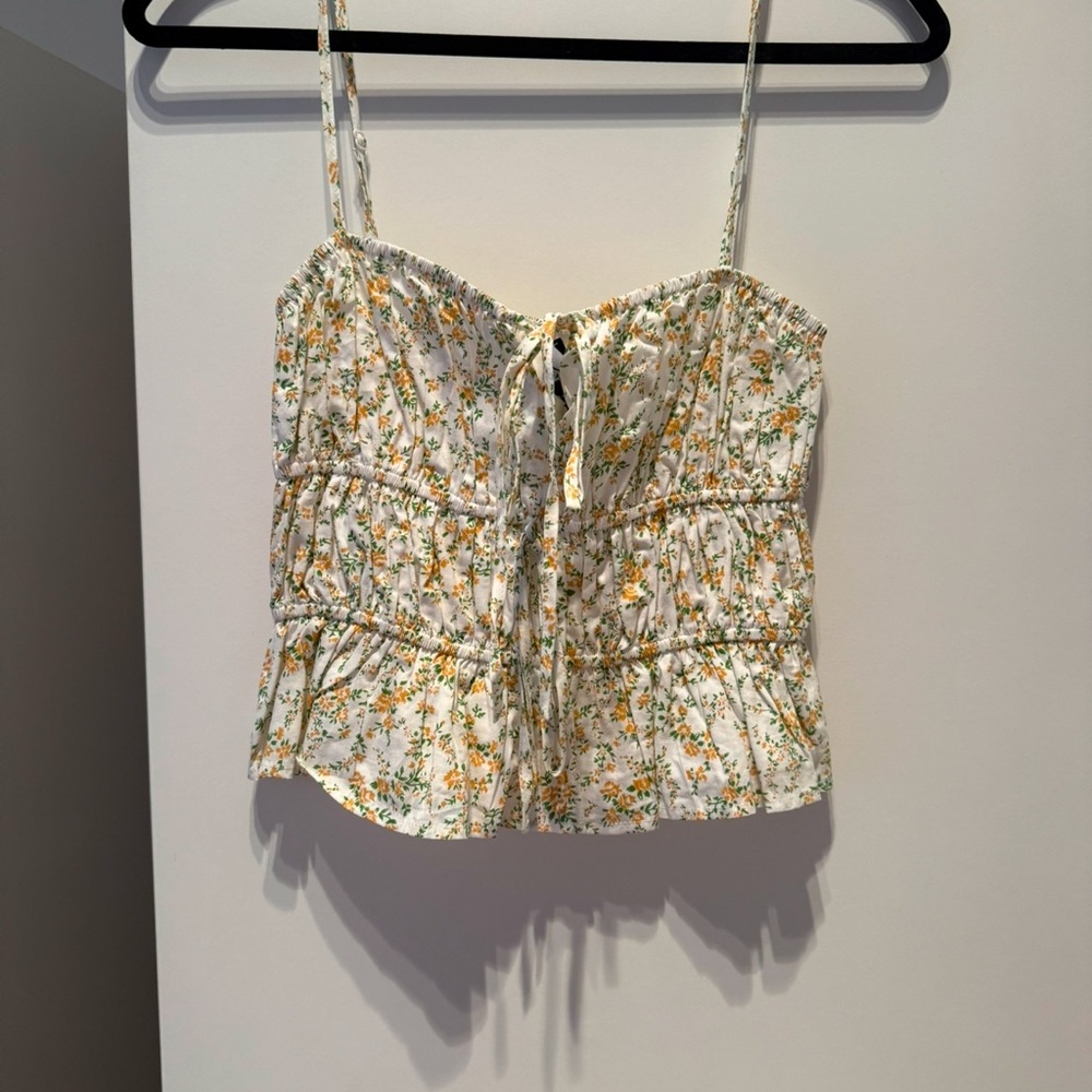 Kourt floral ruched tank top